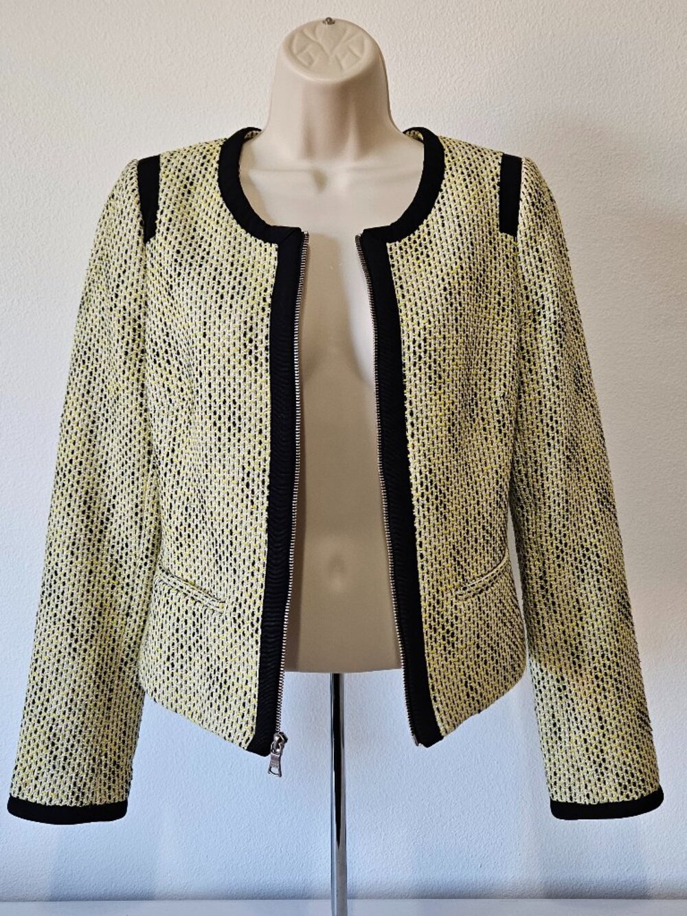 Banana Republic Tweed Zip Front Long Sleeve Jacket - Picture 2 of 14